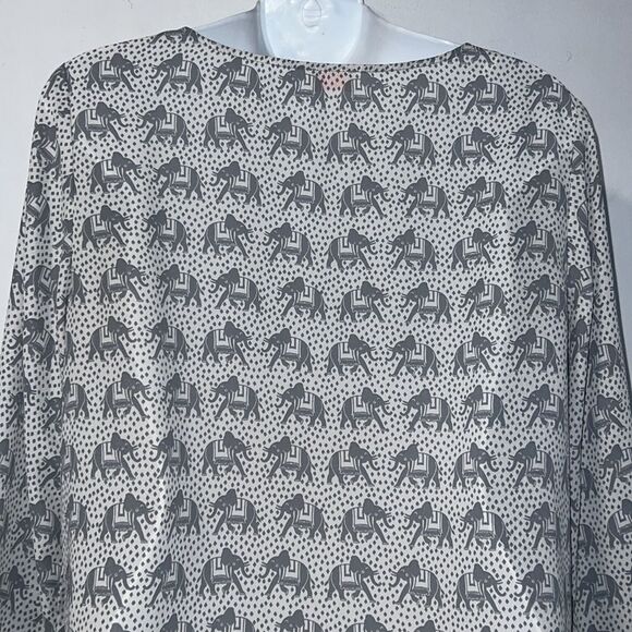 PIXLEY STITCH FIX Gray Elephants Semi Sheer 3/4 Sleeve Blouse-M - Picture 5 of 9
